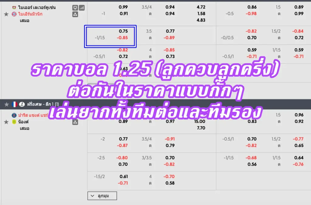 ราคาบอล ราคาบอล 1.25 (ลูกควบลูกครึ่ง)