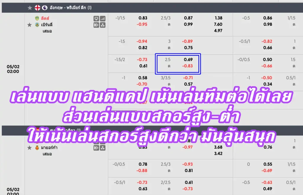 ราคาบอล 2.5 (สองลูกครึ่ง)